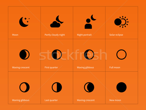 Moon eclipse icons on orange background. Stock photo © tkacchuk