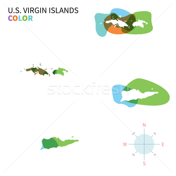 Abstrakten Vektor Farbe Karte Virgin Islands transparent Stock foto © tkacchuk