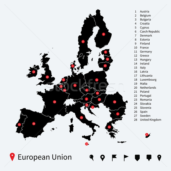 Foto stock: Alto · detallado · vector · mapa · europeo · Unión