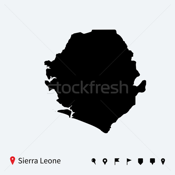 High detailed vector map of Sierra Leone with navigation pins. Stock photo © tkacchuk