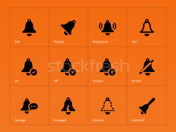 Zdjęcia stock: Dzwon · ikona · pomarańczowy · działalności · strony · metal