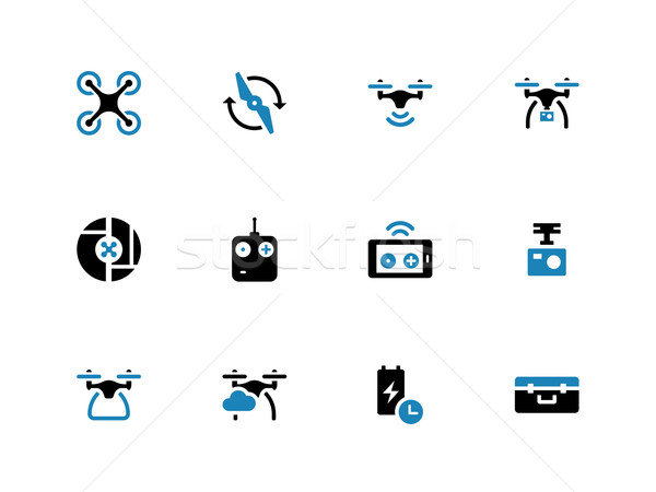 Drone with camera duotone icons on white background. Stock photo © tkacchuk