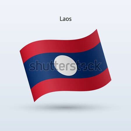 Laosz zászló integet űrlap szürke felirat Stock fotó © tkacchuk