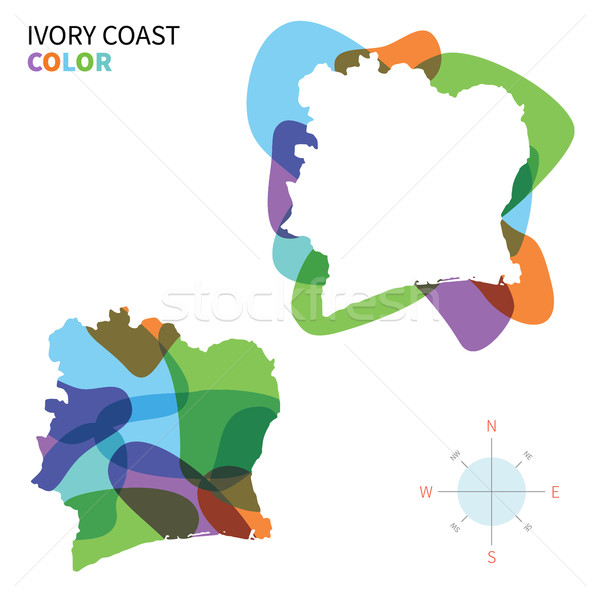 Abstract vector color map of Ivory Coast with transparent paint effect. Stock photo © tkacchuk