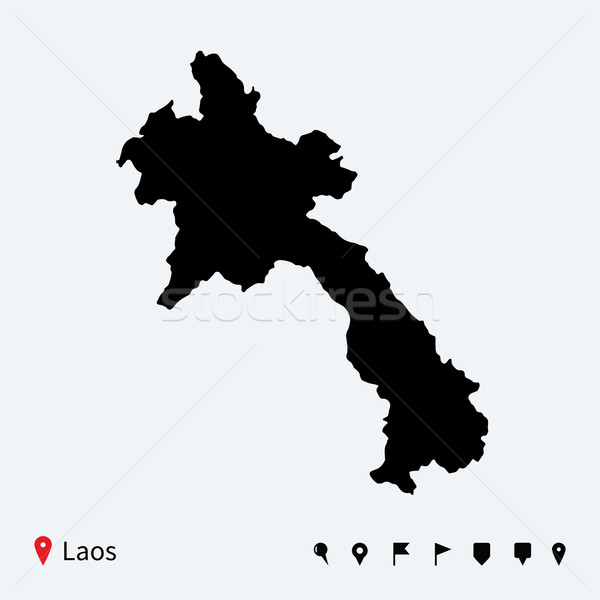 Foto d'archivio: Alto · dettagliato · vettore · mappa · Laos · navigazione