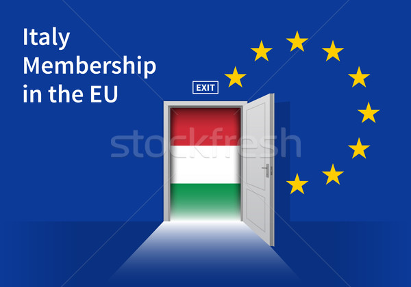 European Union flag wall with Italy flag door. EU Flag. Stock photo © tkacchuk