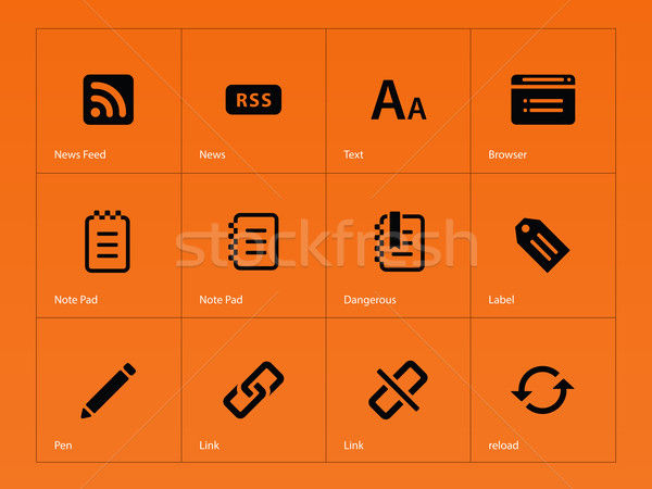 Stock photo: Blogger icons on orange background