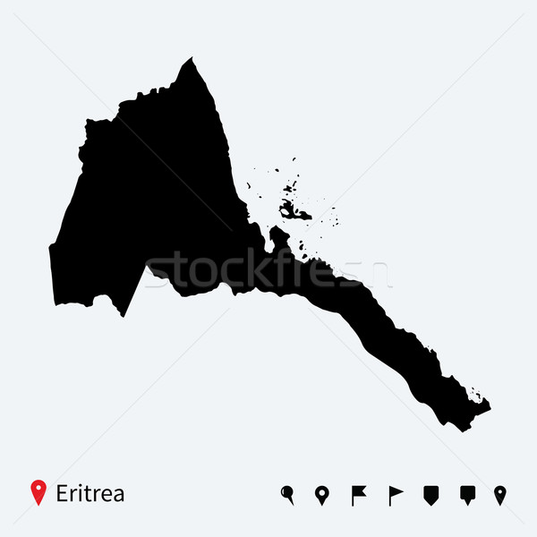 High detailed vector map of Eritrea with navigation pins. Stock photo © tkacchuk