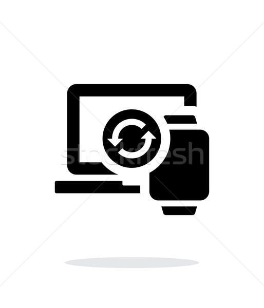 Smart watch synchronization with PC simple icon on white background. Stock photo © tkacchuk