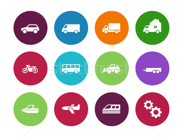 Transport circle icons on white background. Stock photo © tkacchuk
