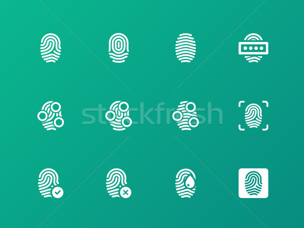 Finger authorization icons on green background. Stock photo © tkacchuk