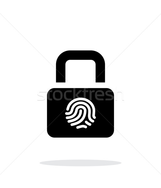 Foto stock: Huellas · dactilares · segura · bloqueo · icono · blanco · mano