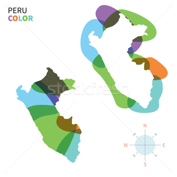 Abstract vector color map of Peru with transparent paint effect. Stock photo © tkacchuk