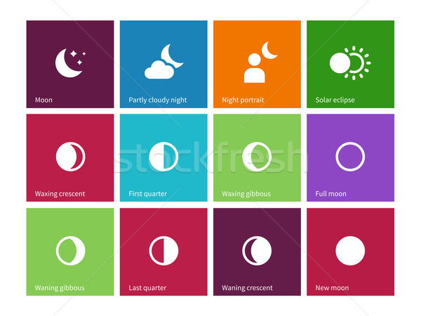 Full moon phases icons on color background. Stock photo © tkacchuk