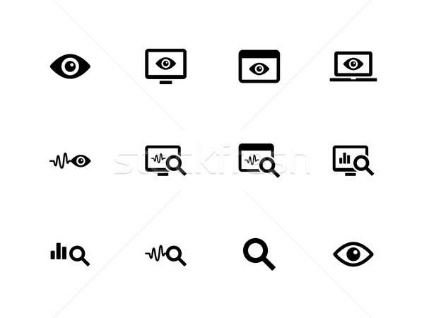 Icoane alb observatie calculator ochi Imagine de stoc © tkacchuk