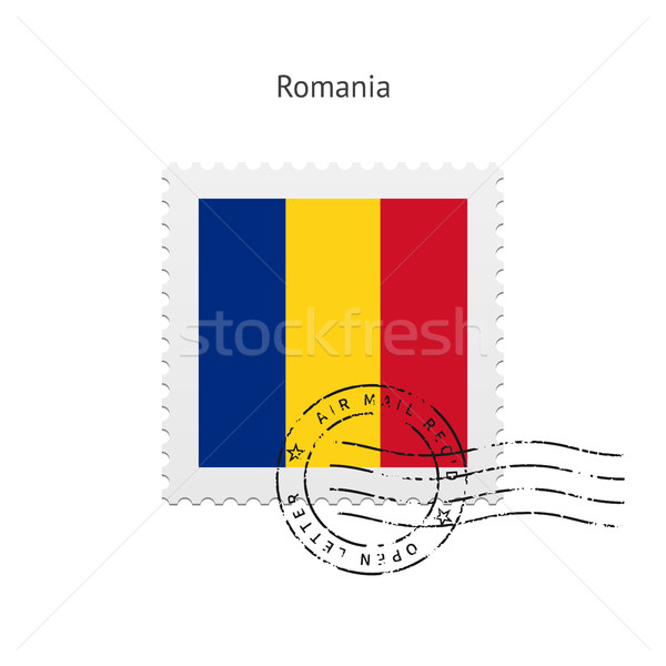 Rumänien Flagge Briefmarke weiß Zeichen Schreiben Stock foto © tkacchuk