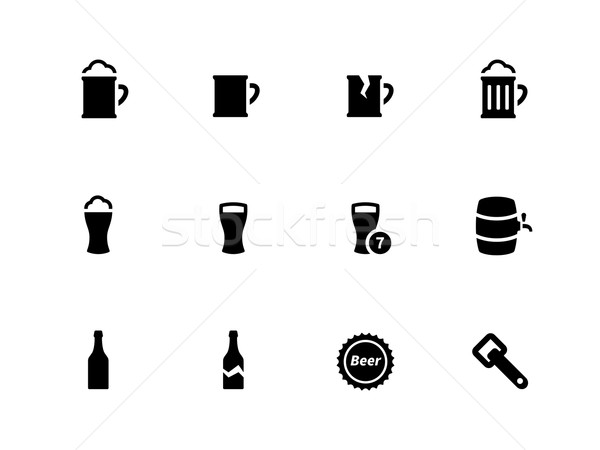 Beer icons on white background. Stock photo © tkacchuk