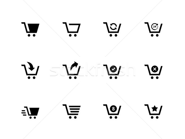 Foto stock: Cesta · de · la · compra · iconos · blanco · Internet · signo · web