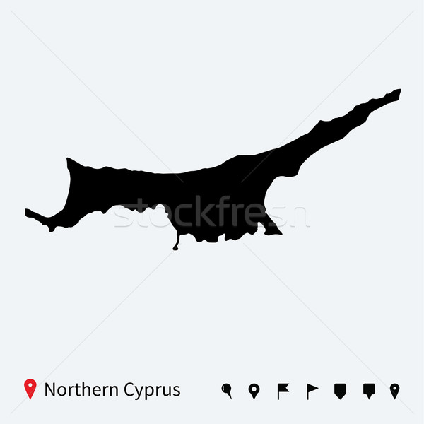 Foto d'archivio: Alto · dettagliato · vettore · mappa · settentrionale · Cipro