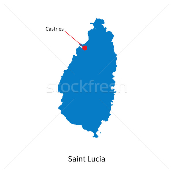 Detailed vector map of Saint Lucia and capital city Castries Stock photo © tkacchuk