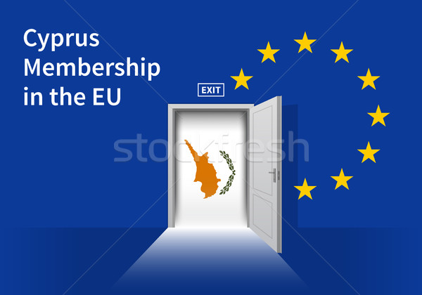 European Union flag wall with Cyprus flag door. EU Flag. Stock photo © tkacchuk