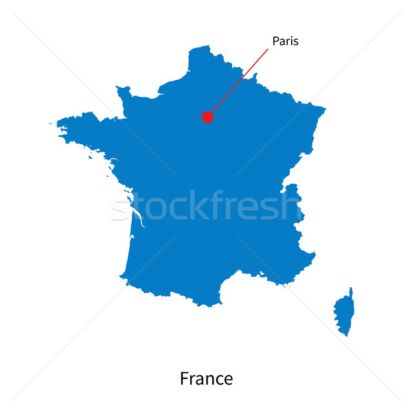 Detailed Vector Map Of France And Capital City Paris Vector