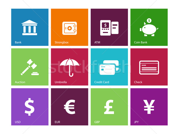 Banking icons on color background. Stock photo © tkacchuk