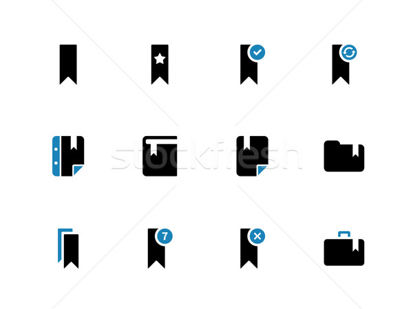 Bookmark, tag, duotone icons on white background. Stock photo © tkacchuk
