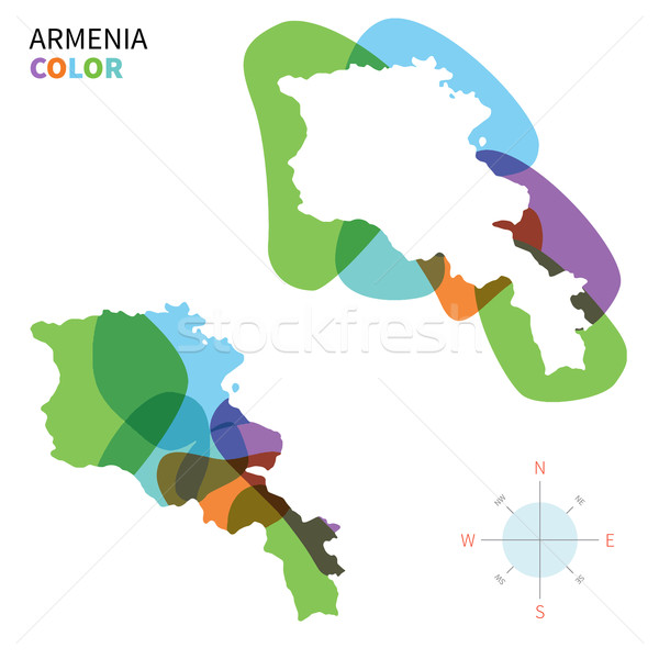 Abstract vector color map of Armenia with transparent paint effect. Stock photo © tkacchuk