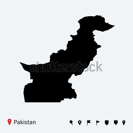 High detailed vector map of Pakistan with navigation pins. Stock photo © tkacchuk