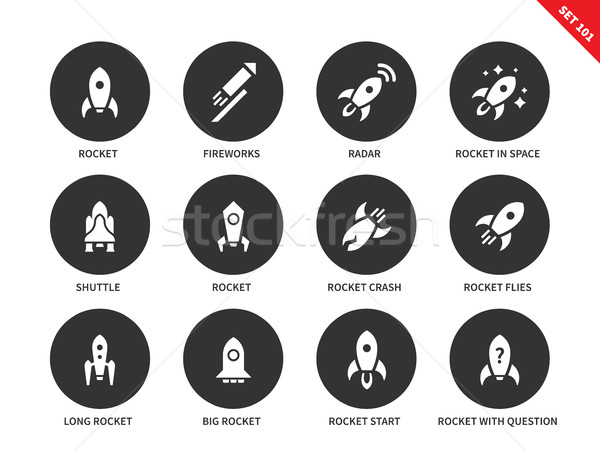 Cohete iconos blanco vector aviación Foto stock © tkacchuk
