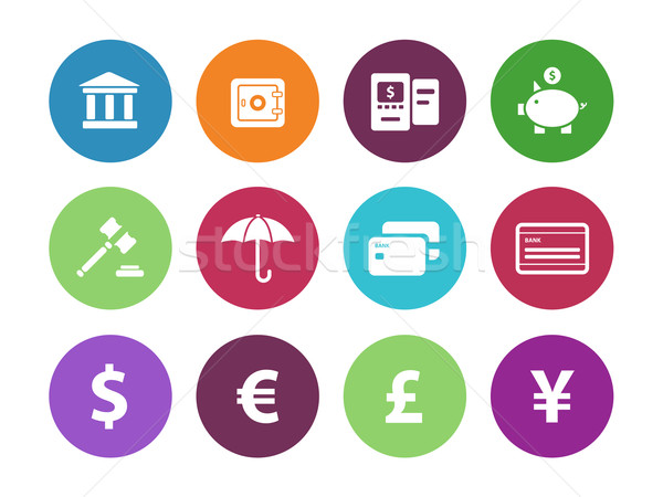 Banking circle icons on white background. Stock photo © tkacchuk