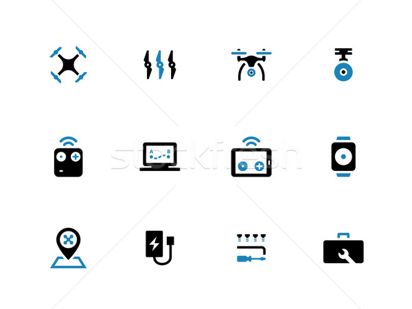 Stock photo: Quadcopter duotone icons on white background.