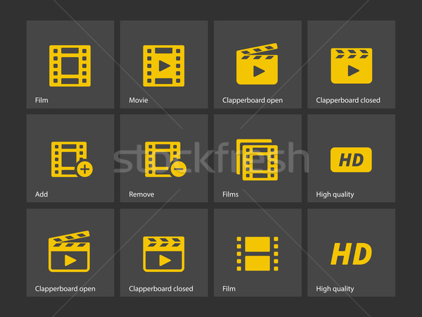 Stockfoto: Video · iconen · film · teken · film · silhouet