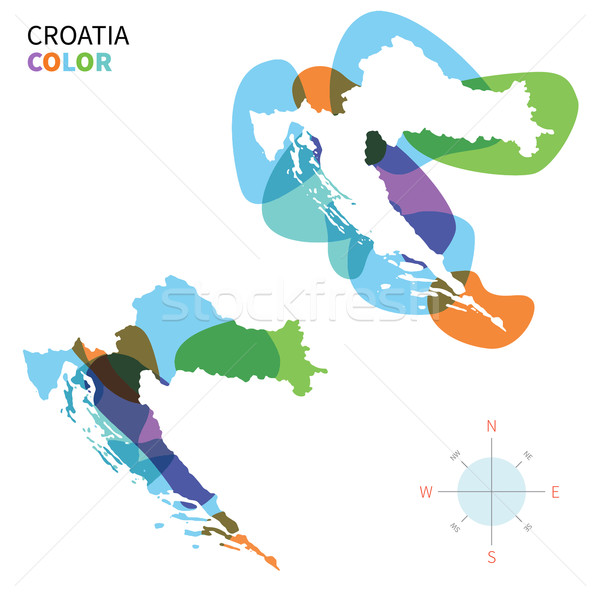 Abstract vector color map of Croatia with transparent paint effect. Stock photo © tkacchuk