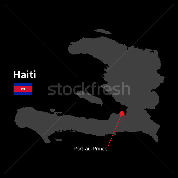 ストックフォト: 詳しい · 地図 · ハイチ · 市 · フラグ · 黒