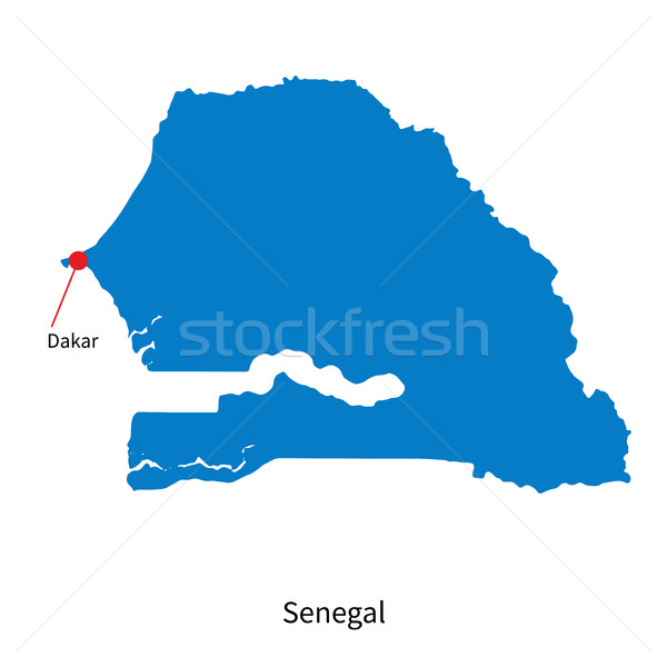 Detailed vector map of Senegal and capital city Dakar Stock photo © tkacchuk