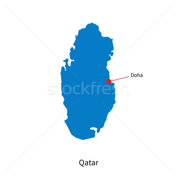 Detailed vector map of Qatar and capital city Doha Stock photo © tkacchuk