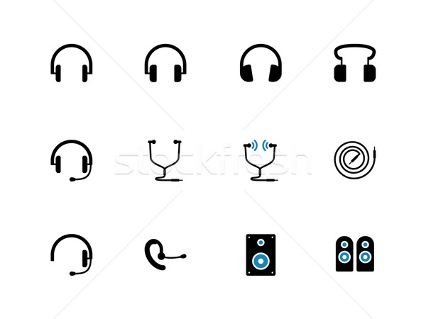 Auriculares oradores iconos web oído músico Foto stock © tkacchuk