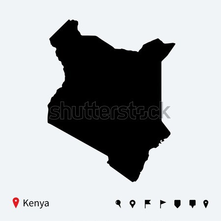 высокий подробный вектора карта Кения навигация Сток-фото © tkacchuk