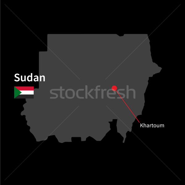Dettagliato mappa Sudan città bandiera nero Foto d'archivio © tkacchuk