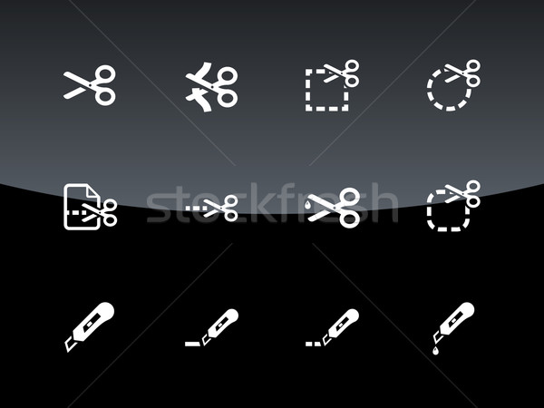 Scissors with cut lines icons. Stock photo © tkacchuk