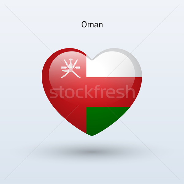 Foto stock: Amor · Omã · símbolo · coração · bandeira · ícone