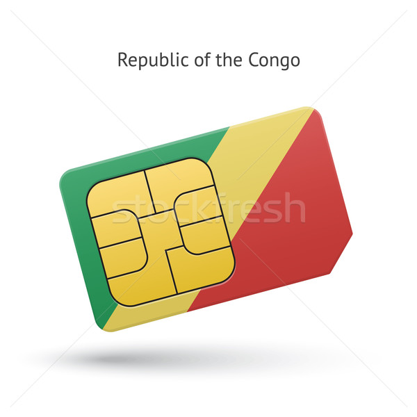 Republic of the Congo mobile phone sim card with flag. Stock photo © tkacchuk