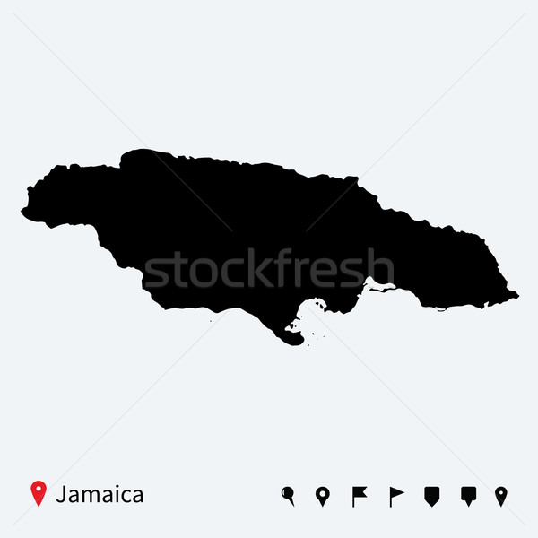 High detailed vector map of Jamaica with navigation pins. Stock photo © tkacchuk