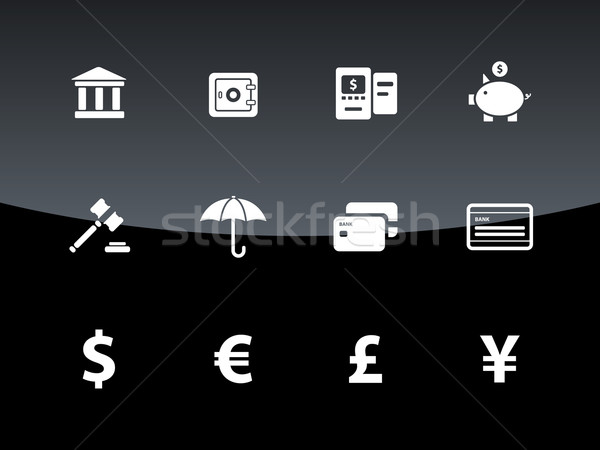 Banking icons on black background. Stock photo © tkacchuk