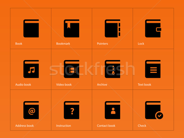 Książki ikona pomarańczowy papieru podpisania internetowych Zdjęcia stock © tkacchuk