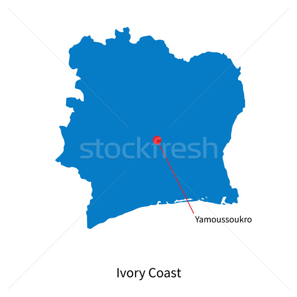 Detailed vector map of Ivory Coast and capital city Yamoussoukro Stock photo © tkacchuk