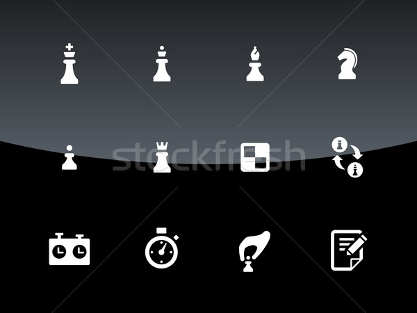 Set of Chess icons on black background. Stock photo © tkacchuk