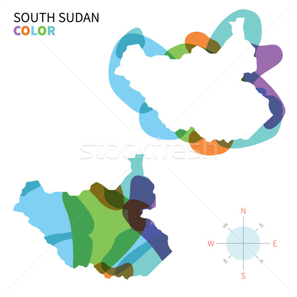 Abstract vector color map of South Sudan with transparent paint effect. Stock photo © tkacchuk